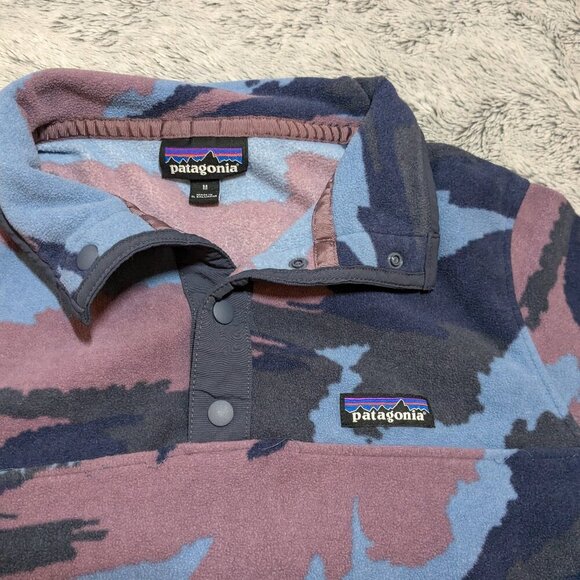 Patagonia Micro D Snap T Pullover Fleece Blue Camo Purple Medium - Picture 5 of 7